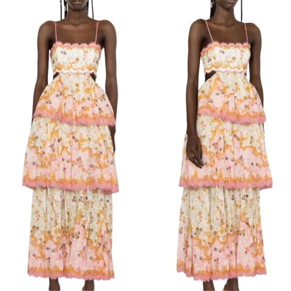 Zimmermann Dresses & Skirts - Zimmermann- Floral Layered eyelet Lace Cutout “Laurel” Laceup Maxi Dress